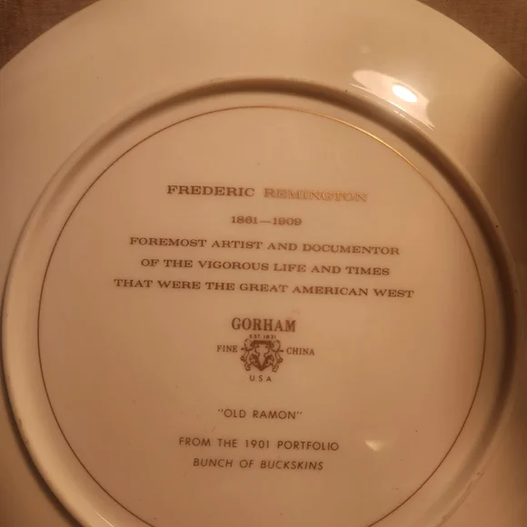 Gorham Frederick Remington "Old Ramon" Collector Plate, 10 1/2" Di American West - Picture 2 of 6